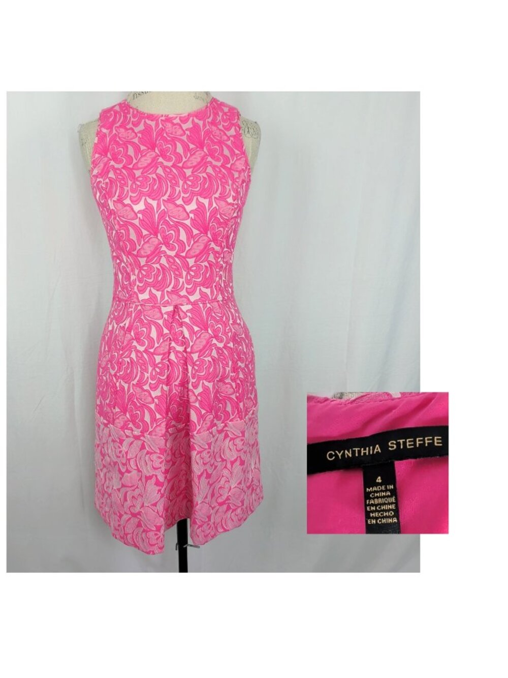 Cynthia Steffe Aniston Dress 4 Pink Jacquard